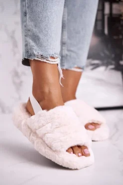 Damskie Boto Papcie Damskie na Platformie Futrzane Beżowe Snowflake