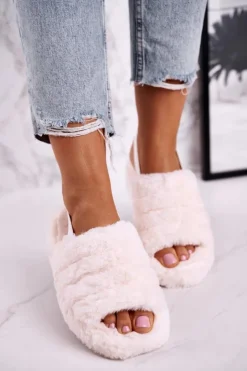 Damskie Boto Papcie Damskie na Platformie Futrzane Beżowe Snowflake