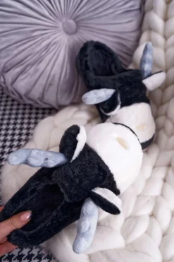 Damskie Boto Papcie Damskie Z Futerkiem Renifery Czarne Deff