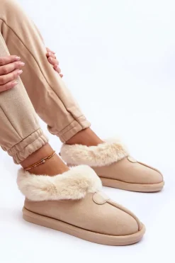 Damskie Boto Papcie Damskie Z Futerkiem Jasnobeżowe Lanoze
