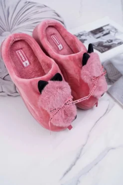 Damskie Boto Papcie Damskie Z Futerkiem Kotek Czerwone Kitty