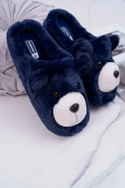 Clearance Boto Papcie Damskie Z Futerkiem Miś Granatowe Bear