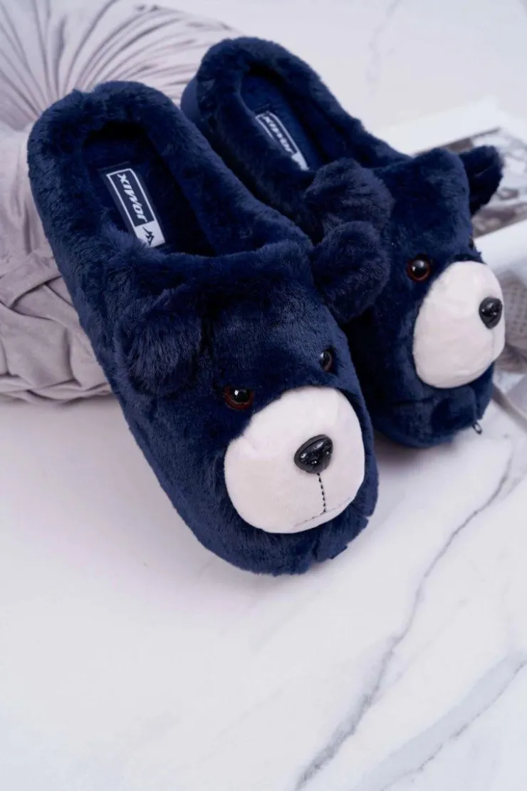 Clearance Boto Papcie Damskie Z Futerkiem Miś Granatowe Bear