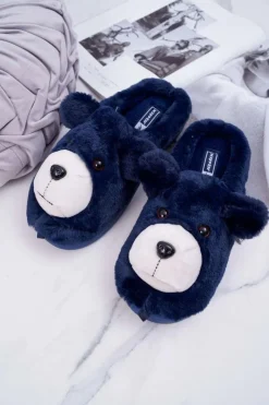 Clearance Boto Papcie Damskie Z Futerkiem Miś Granatowe Bear