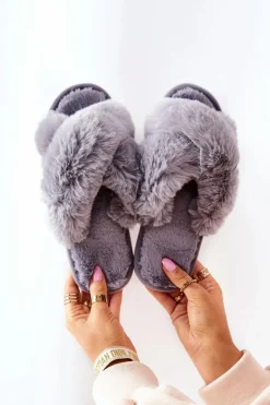 Damskie Boto Papcie Damskie Z Futerkiem Szare Colette