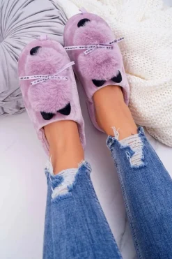 Boto Kapcie Klasyczne*Papcie Damskie Z Futerkiem Kotek Różowe Kitty