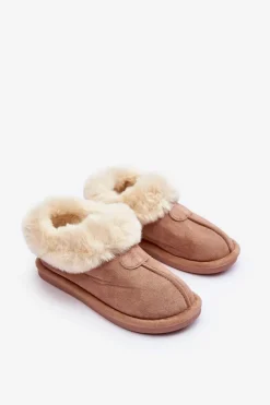 Boto Kapcie Klasyczne*Papcie Damskie Z Futerkiem Beżowe Lanoze Beżowy