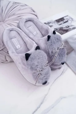 Online Boto Papcie Damskie Z Futerkiem Kotek Szare Kitty