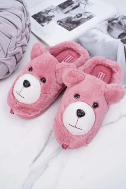 Boto Kapcie Klasyczne*Papcie Damskie Z Futerkiem Miś Różowe Bear