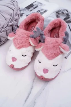Best Boto Papcie Damskie Z Futerkiem Renifery Ciemny Róż Reindeer