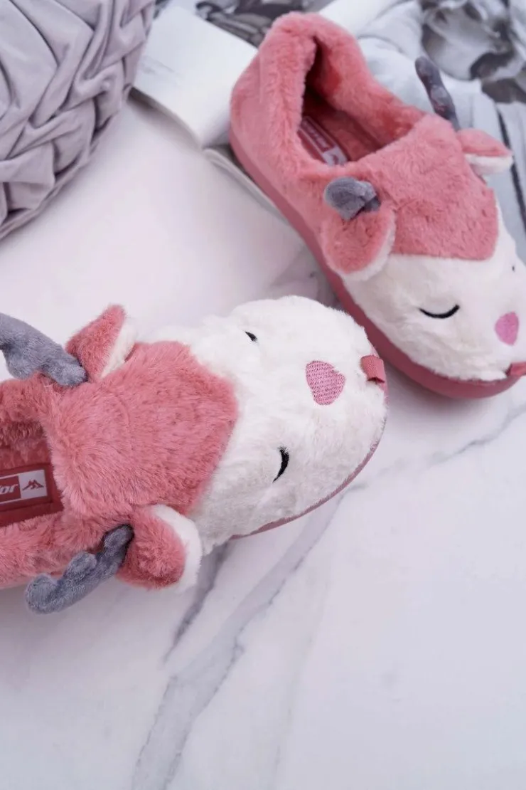 Best Boto Papcie Damskie Z Futerkiem Renifery Ciemny Róż Reindeer