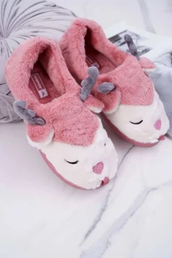 Best Boto Papcie Damskie Z Futerkiem Renifery Ciemny Róż Reindeer
