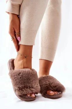 Boto Kapcie Klasyczne*Papcie Damskie Z Futerkiem Brązowe Trusted