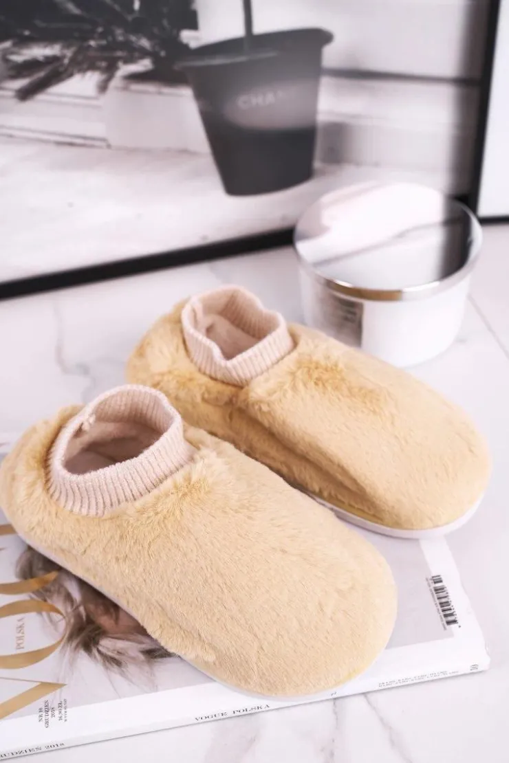 Boto Kapcie Klasyczne*Papcie Damskie Z Futerkiem I Skarpetką Żółte Yeti