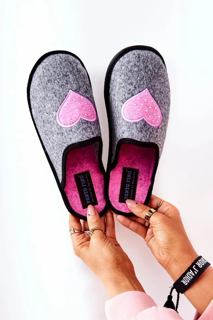 Damskie Big Star Shoes Papcie Domowe Panto Fino II267010 Szaro-Różowe