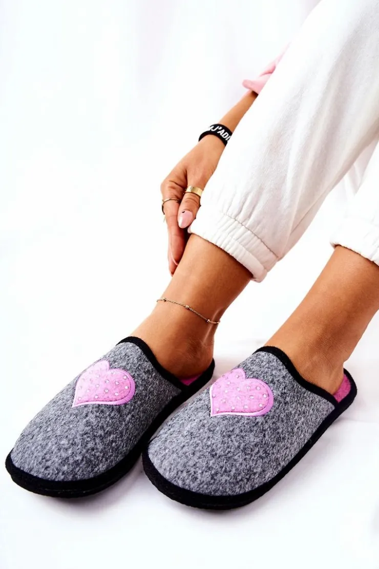 Damskie Big Star Shoes Papcie Domowe Panto Fino II267010 Szaro-Różowe