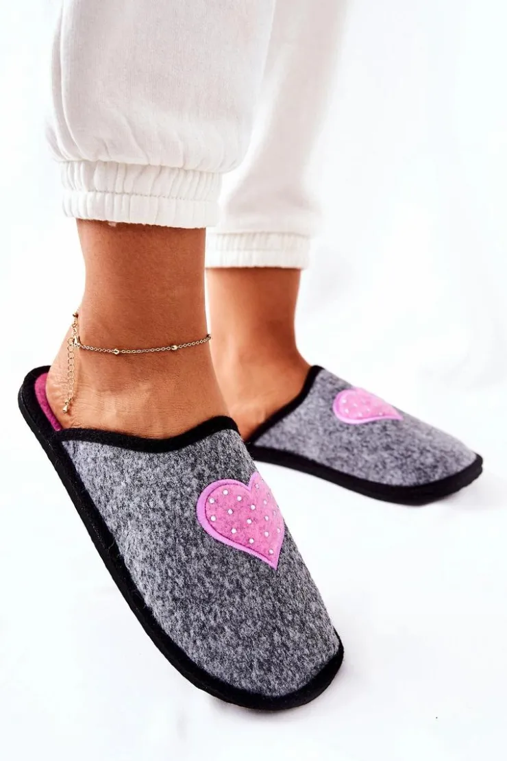 Damskie Big Star Shoes Papcie Domowe Panto Fino II267010 Szaro-Różowe