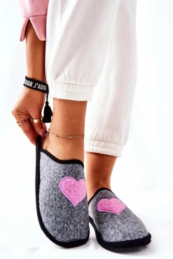 Damskie Big Star Shoes Papcie Domowe Panto Fino II267010 Szaro-Różowe