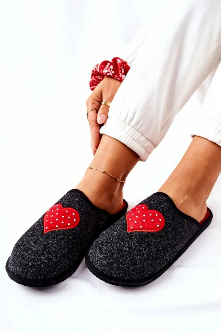 Clearance Big Star Shoes Papcie Domowe Panto Fino II267009 Czarno-Czerwone