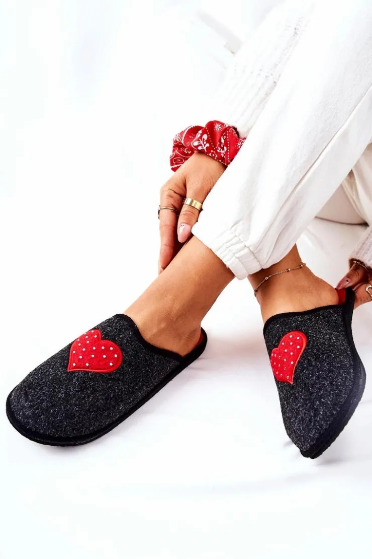 Clearance Big Star Shoes Papcie Domowe Panto Fino II267009 Czarno-Czerwone