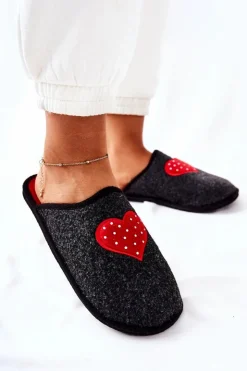 Clearance Big Star Shoes Papcie Domowe Panto Fino II267009 Czarno-Czerwone