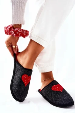 Clearance Big Star Shoes Papcie Domowe Panto Fino II267009 Czarno-Czerwone