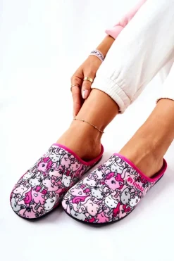 BEFADO Kapcie Klasyczne|Klapki Damskie Klasyczne*Papcie Klapki Jednorożce 155D201 Różowe