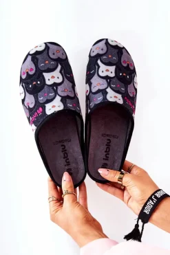 BEFADO Kapcie Klasyczne|Klapki Damskie Klasyczne*Papcie Klapki Pingwinki 155D202 Czarne