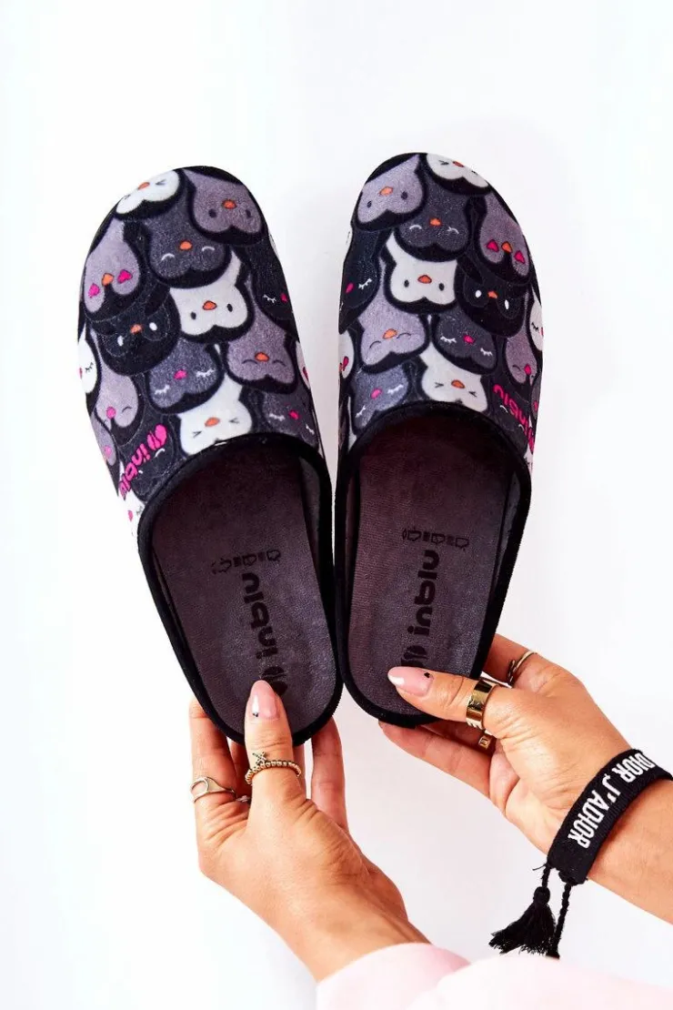 BEFADO Kapcie Klasyczne|Klapki Damskie Klasyczne*Papcie Klapki Pingwinki 155D202 Czarne