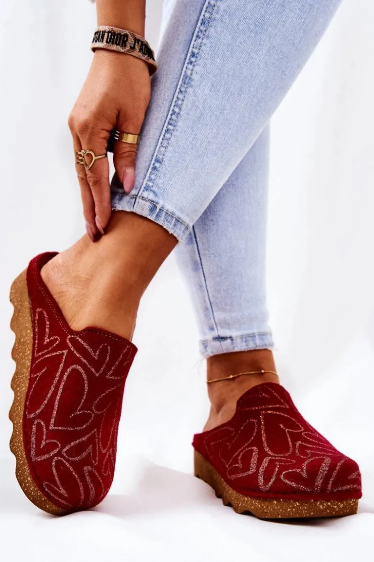 Damskie INBLU Papcie Klapki Profilaktyczne DK07-016 Czerwone