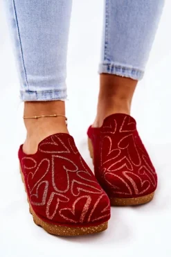 Damskie INBLU Papcie Klapki Profilaktyczne DK07-016 Czerwone