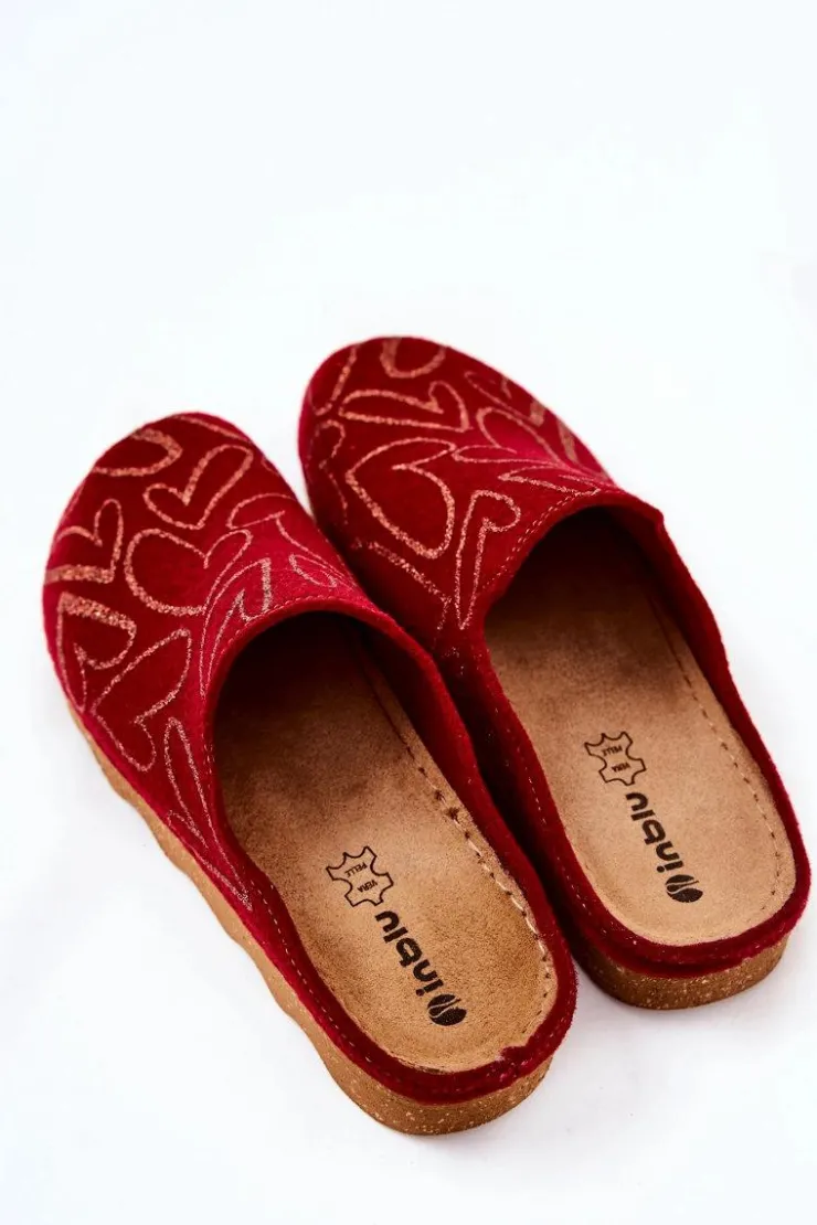 Damskie INBLU Papcie Klapki Profilaktyczne DK07-016 Czerwone