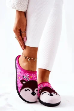 Boto Kapcie Klasyczne*Papcie Ocieplane Renifer Różowe Taffy