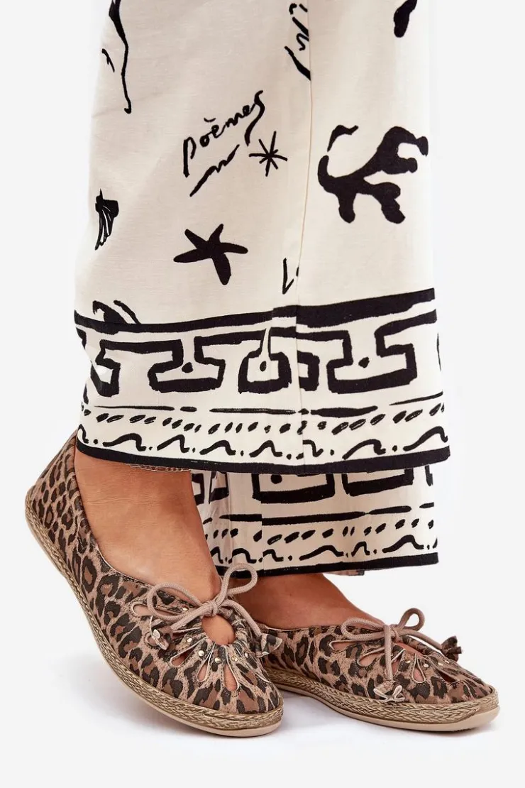 Outlet Zazoo Płaskie Baleriny Z Naturalnej Skóry Panterka 10179 Brązowe Brązowy