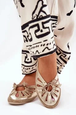 Zazoo Baleriny Skórzane|Baleriny Klasyczne*Płaskie Baleriny Z Naturalnej Skóry 10179 Złote Złoty