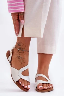 Damskie buty S.Barski Sandały Płaskie*Płaskie Damskie Sandały S.Barski 541-22 Srebrne