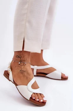 Damskie buty S.Barski Sandały Płaskie*Płaskie Damskie Sandały S.Barski 541-22 Srebrne