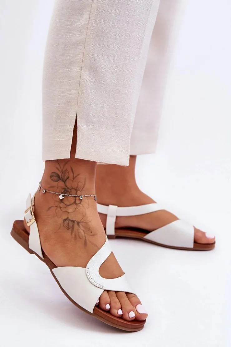 Damskie buty S.Barski Sandały Płaskie*Płaskie Damskie Sandały S.Barski 541-22 Srebrne