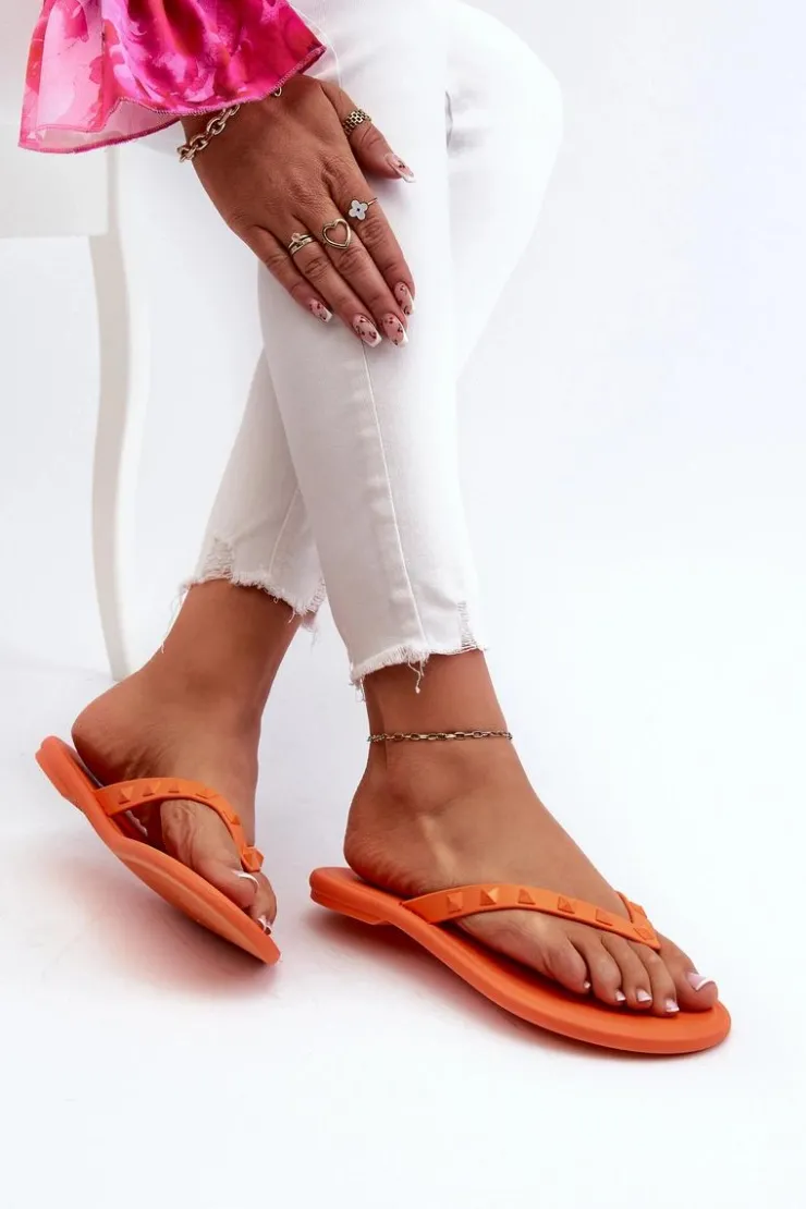 Discount ZAXY Płaskie Elastyczne Klapki Japonki Damskie JJ285254 Pomarańczowe Pomarańczowy