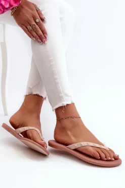 ZAXY Płaskie Elastyczne Klapki Japonki Damskie JJ285298 Różowe Różowy