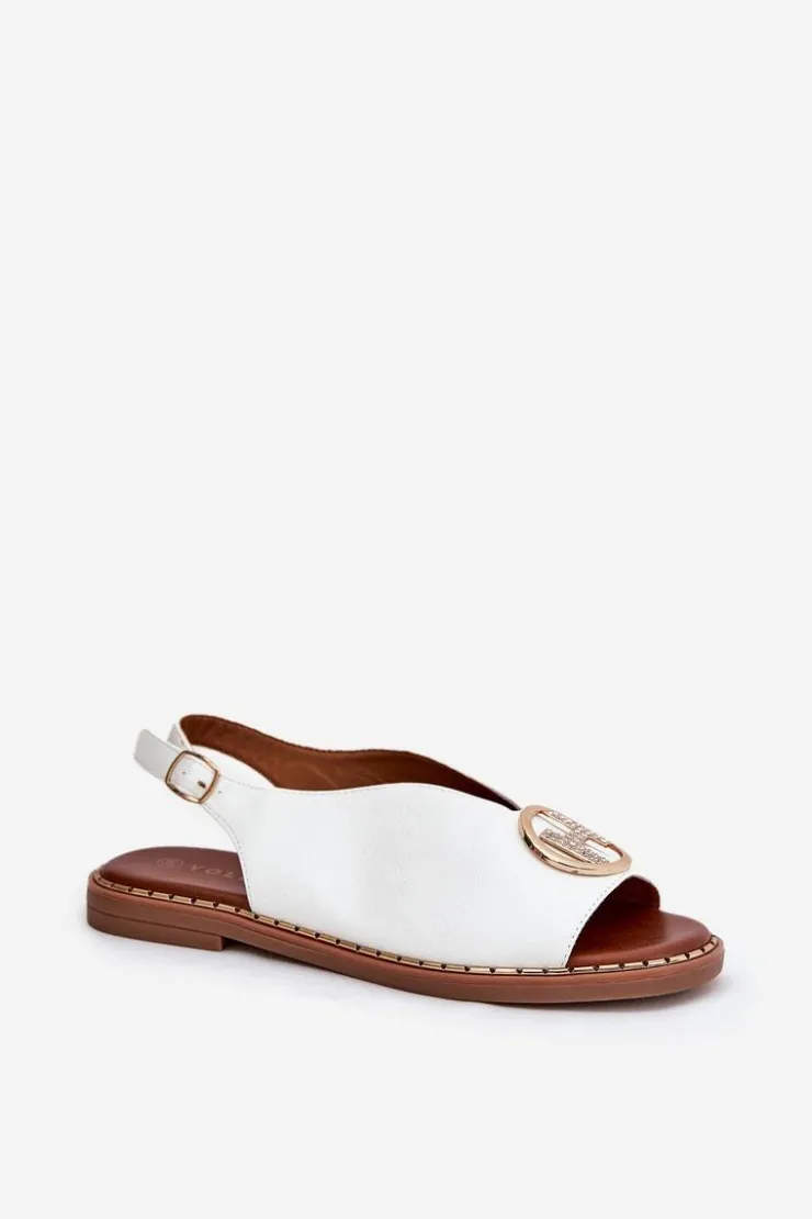 Clearance Boto Płaskie Eleganckie Sandały Z Ozdobą Białe Iseliria Biały