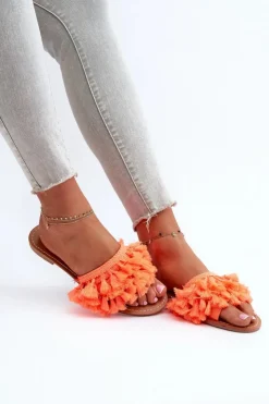 Boto Klapki Damskie Klasyczne*Płaskie Klapki Damskie Z Frędzlami Pomarańczowe Rialle