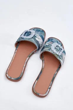 Outlet Boto Płaskie Klapki Damskie Z Ozdobną Klamrą e Clariola Niebieski