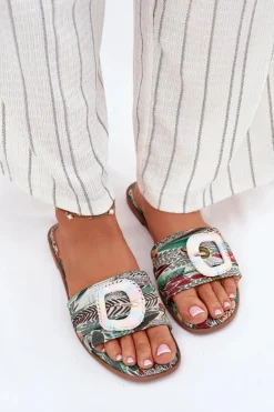 Damskie Boto Płaskie Klapki Damskie Z Ozdobną Klamrą Multikolor Clariola