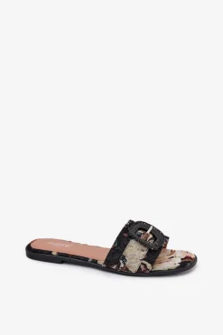 Boto Klapki Damskie Klasyczne*Płaskie Klapki Damskie Z Ozdobną Klamrą Czarne Clariola Czarny