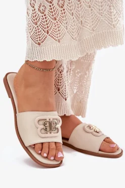 Boto Klapki Damskie Klasyczne*Płaskie Klapki Damskie Z Ozdobnym Detalem Beżowe Nenitta Beżowy