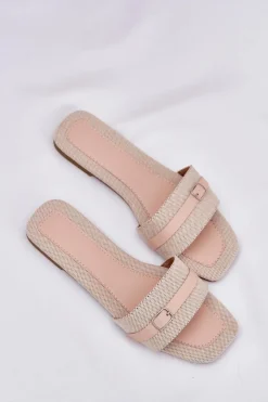 Best Boto Płaskie Klapki Damskie Z Paskiem I Sprzączką Beżowe Zilina Beżowy