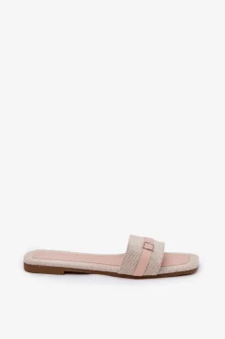 Best Boto Płaskie Klapki Damskie Z Paskiem I Sprzączką Beżowe Zilina Beżowy