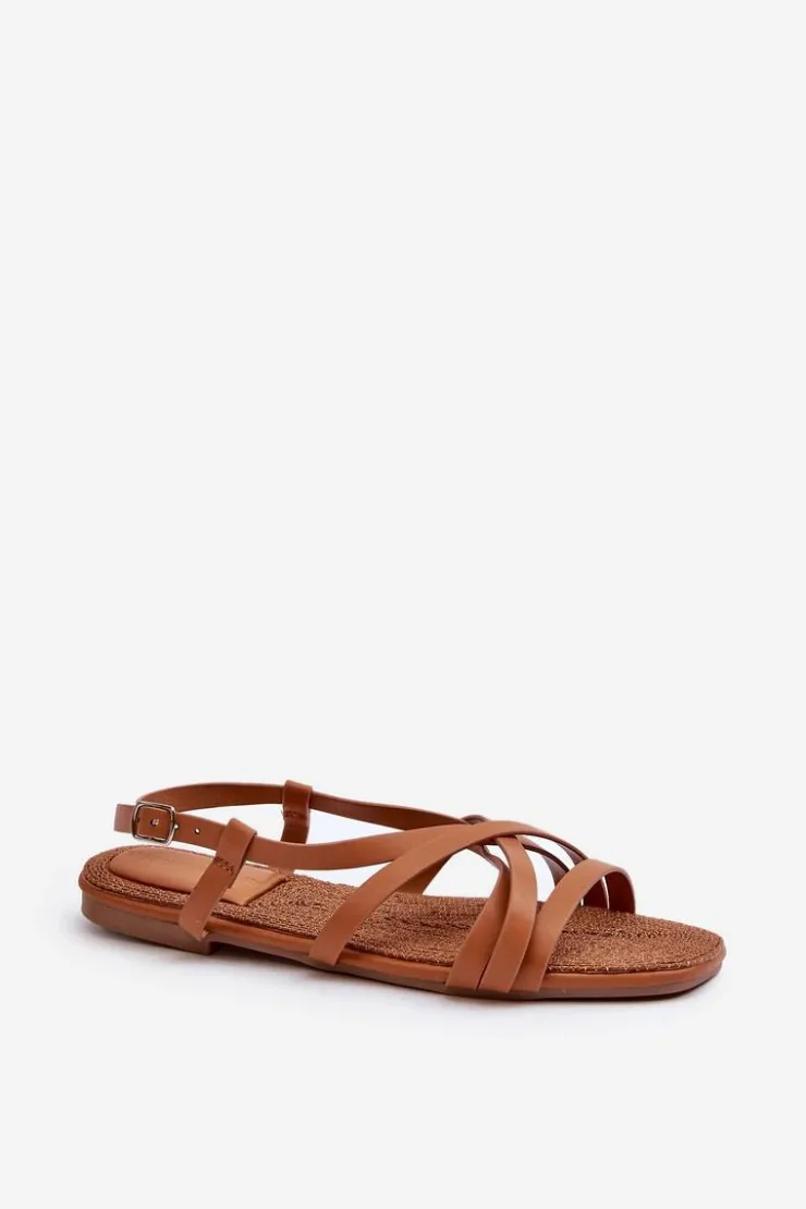 Outlet Big Star Shoes Płaskie Sandały Damskie Big Star NN274013 Camel