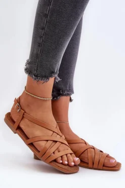 Outlet Big Star Shoes Płaskie Sandały Damskie Big Star NN274013 Camel